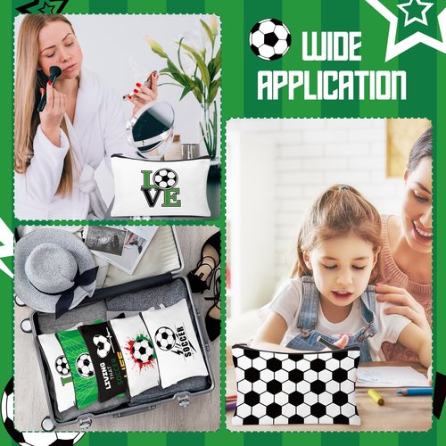 HSDSH 30Pcs Soccer Makeup Bags Soccer Cosmetic Bag Accessories for Women Travel Toiletry Pouch for Lover Players Sports Team Valentine's Day Gifts