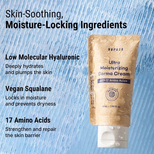 varuza Ultra Moisturizing Derma Face Cream - Deep Hydrating Facial Moisturizer - EWG, Vegan Certified Oil Free Korean Skin Care 1.69 fl oz