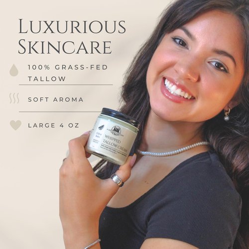 100% Grass Fed Beef Tallow For Face & Skin - All Natural Tallow Face Cream - Whipped Moisturizer Lotion - Made in USA - 100% Organic Oils - Lrg 4 Fl Oz - Eldest Balm (Orange, Vanilla & Frankincense)