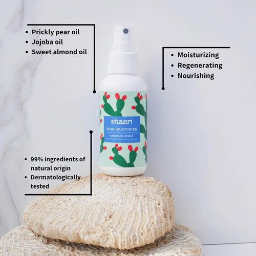 SHAERI Hair Spray - Natural Detangling & Heat Protection - Nourishing Jojoba & Almond Oil - 3.38 oz