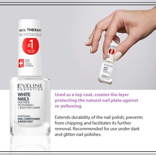 Eveline Cosmetics Nail Whitener - 3 In 1 Formula for Instant Whitening & Brightening