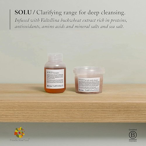 Davines SOLU Sea Salt Scrub Cleanser - Gently Removes Residues for Normal to Heavily-Styled Hair | Travel Size 2.54 Fl Oz