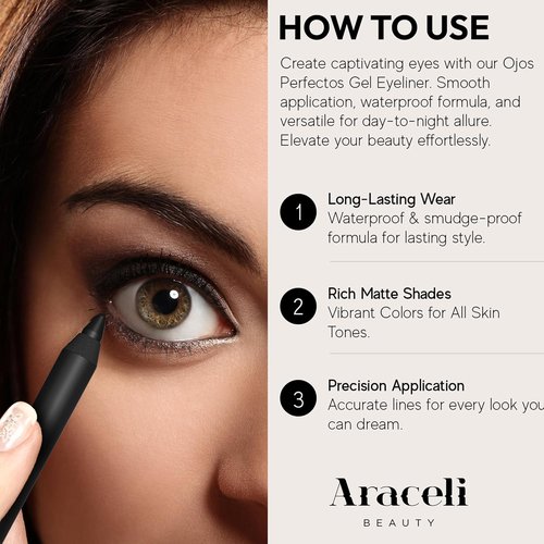 Araceli Beauty Gel Pencil Eyeliner - Water Resistant, Smudge-Proof & Long-Lasting in Bold Sangria Color