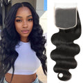 5x5 HD Lace Closure Human Hair Body Wave Virgin Human Hair Closure Invisible Transparent HD Lace Closure Pre-plucked Natural Black(16 Inch,Body Wave)