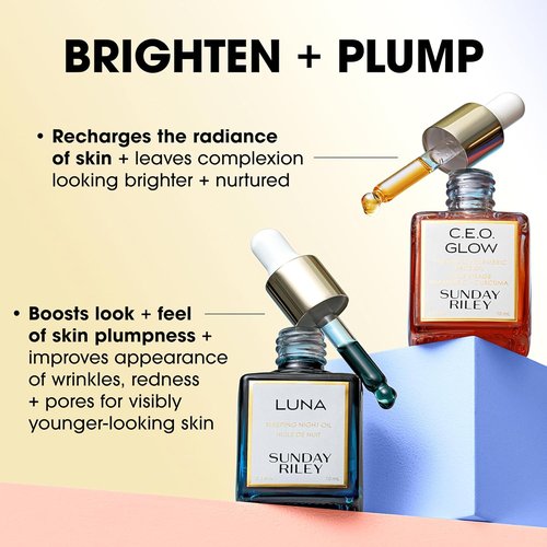 Sunday Riley Brighten & Plump Set - Day & Night Skincare Essentials for Radiant Skin