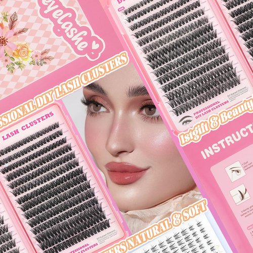 Lash Clusters Kit, 560 Pcs Eyelashes Clusters Kit 9-16mm Individual Lash Extension Kit D Curl Fluffy Wispy False Eyelashes (50D+60D New, Lash Clusters Kit)