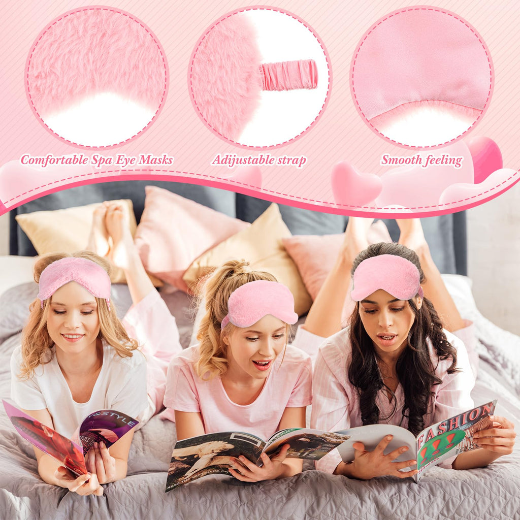 Wavyknot 42 Pcs Galentines Spa Party Supplies Sleepover Supplies Include Sleep Eye Mask Spa Headband Scrunchies Hair Claw Clips for Girls Slumber Party Favors Gift