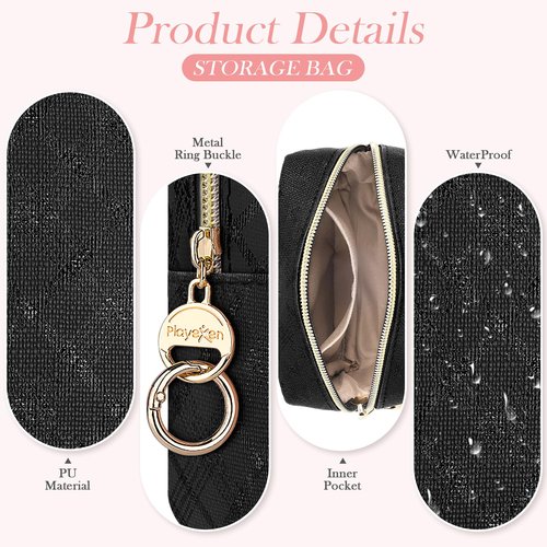 Playexen 4.9" Small Makeup Bag, Glitter PU Leather Mini Cosmetic Bag for Purse, Portable Small Travel Makeup Pouch for Daily Use, Birthday/Wedding/Christmas Gifts (Purple)