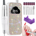 Professional Electric Nail Drill Machine, 45000RPM Nail File Acrylic Nail Kit with 6 Nail Drill Bits, Cordless E-File Nail Kits for Acrylic Nails Gel Polishing for Manicure Salon Home