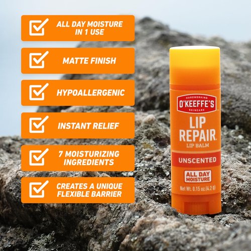 O'Keeffe's Lip Repair Unscented Lip Balm for Dry, Cracked Lips - Stick (6 Pack) - Moisturizer for Very Dry Lips