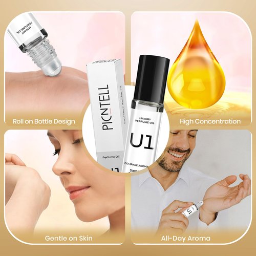 PICNTELL U Series Impression Perfume Oil Roll-On – Unisex Travel-Friendly Fragrance Based on Iconic Luxury Scents, Long-Lasting Perfume for Men & Women (1 - Pack, U1)
