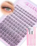 Wispy Lash Clusters Kit Venus Invisible Band Eyelash Clusters 8-16mm Lash Extension Kit Natural Lashes Clusters Eyelash Extension Kit with Thin Band Lash Cluster Clear Lash Glue and Tweezers by Wtvane