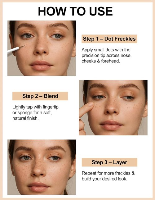 Erinde Faux Freckle Pen - Waterproof, Long-Lasting Makeup for Natural-Looking Freckles | Vegan, 02 Chocolate