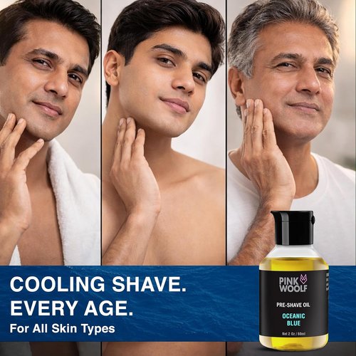 Pink Woolf Pre Shave Oil for Men - Oceanic Blue Shaving Oil for Smooth Razor Glide - 2 Fl Oz