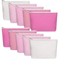 Reginary 10 Pcs Canvas Makeup Bags Bulk for Women Wedding Travel Toiletry Cosmetics Bags Blank DIY Pencil Pouch, Gift for Patrick's Day Easter Bridal Shower Mental Health(Pink)