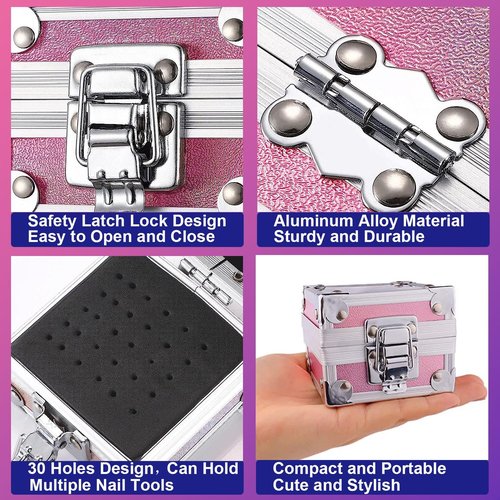 30Pcs Nail Drill Bits Set with Cute Nail Drill Bits Holder Case Nail Drill Bits for Acrylic Nails Professional Ceramic Drill Bit Diamond Carbide Cuticle Remover Efile Bits 3/32 Inch