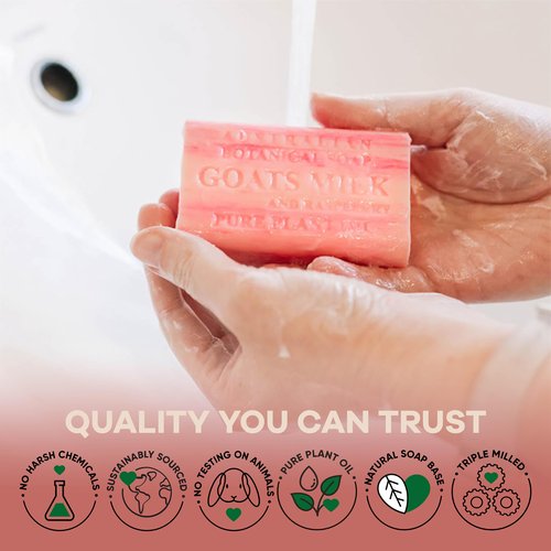 Australian Botanical Milk Soap Bars, 6.8 OZ French Triple Milled Soap for All Skin Types - Lemongrass, Melon, Raspberry, and Shea Butter, Pack of 8 - Packaging May Vary