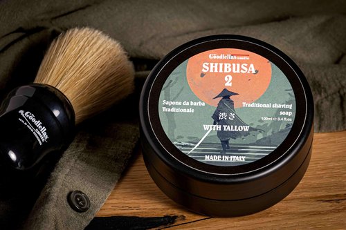 The Goodfellas' Smile,SHIBUSA 2 (Almond, Peach & Ylang Ylang), Luxury Itallian TALLOW Shaving Soap, Formulated for Use with A Shaving Brush, Made in Italy