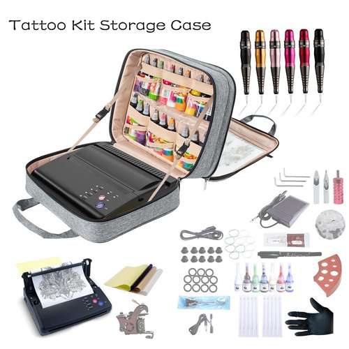 ELCUPA Tattoo Carrying Case-Tattoo Supplies Organizer-Tattoo Kit Case -Tattoo Supplies Carrying Bag for Tattoo Stencil Printer, Tattoo Ink, Tattoo Equipment, Tatoo Pens Black (BAG ONLY)