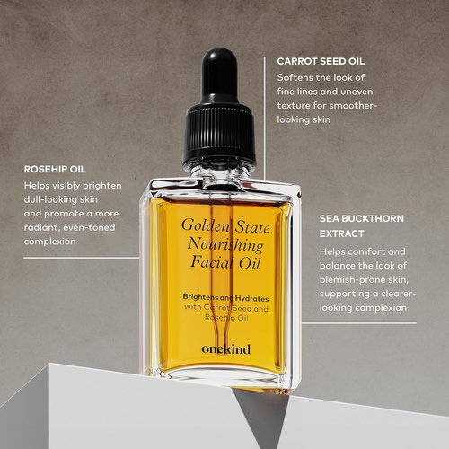 Onekind Golden State Anti-Aging Botanical Face Oil - Hydrating Rosehip & Sea Buckthorn for Dry Skin