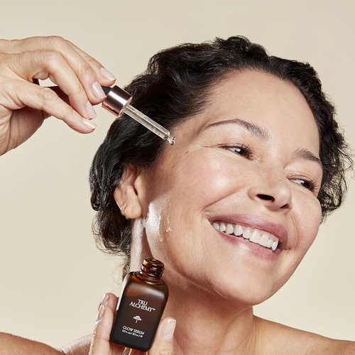 Tru Alchemy Vitamin C Glow Serum - Hydrating Anti-Aging Face Serum with Bakuchiol & Acids | 1 fl oz