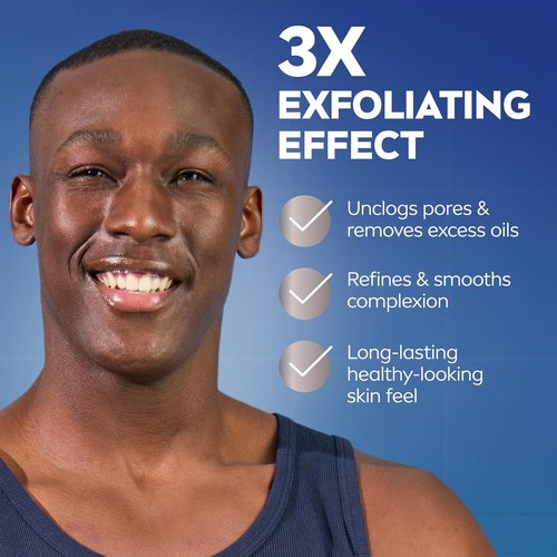 NIVEA MEN Deep Clean Face Wash - Exfoliating Charcoal Formula for Oil Control | 2.5 Fl Oz Tube, Pack of 3
