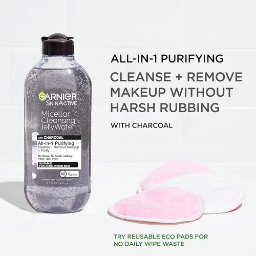 Garnier SkinActive Micellar Cleansing Jelly Water - Charcoal Purifying Formula | 2-Pack
