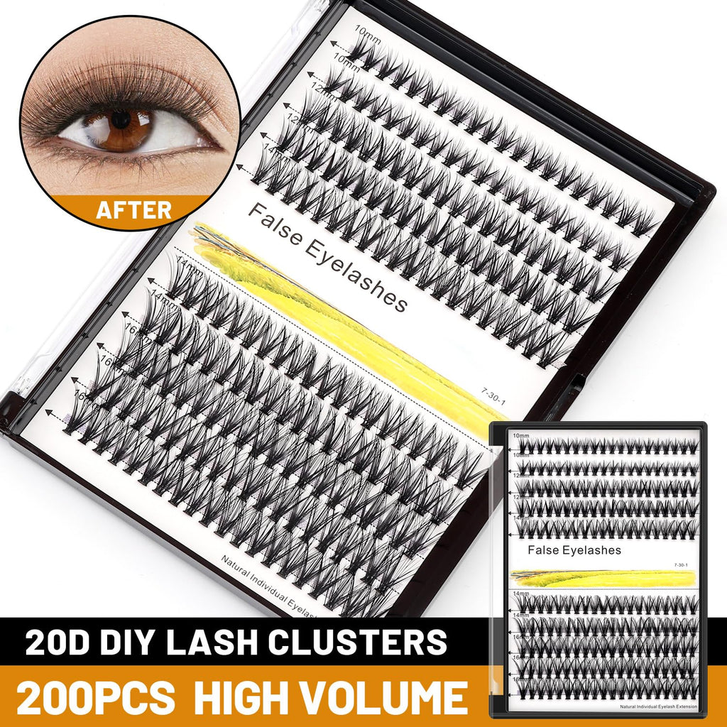 →Vayator 10-18mm Mixed Tray Mink Eyelash Extension Natural 3D Russian Volume Faux Eyelashes Individual 20D/30D/40D/50D To Choose 200pcs Clusters Lashes Makeup (20D-10-12-14-16mm Mixed)