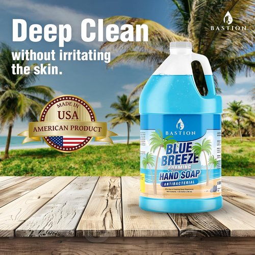 Bastion Blue Breeze Antibacterial Foaming Hand Soap - 1 Gallon Refill | Rich Lather & Moisturizing Formula