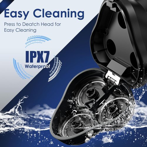 Skiennix Electric Rechargeable Shaver - IPX7 Waterproof Rotary Razor with 4D Floating Head | Travel-Friendly Black