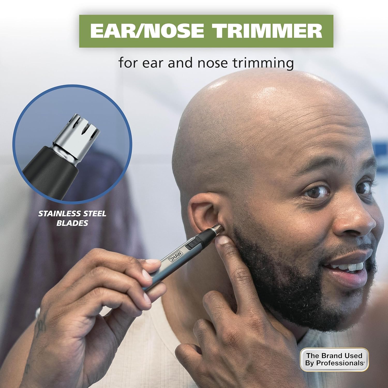 Wahl Micro Groomsman Personal Trimmer - Hygienic Grooming with Rinseable Heads for Eyebrows, Nose & Ears