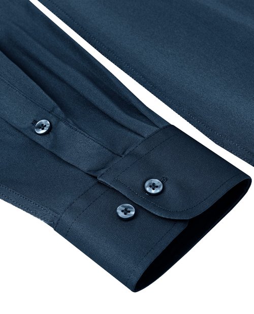 Alimens & Gentle Men's Light Navy Dress Shirt Slim Fit Long Sleeve Stain Shield Button Down Shirts Office Cruise L