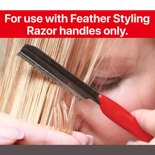 Feather - Styling Razor Texturizing Blades - For Professional Hair Cutting - Thinning, Texturizing, Shaping, and Styling - Japanese Stainless Steel - Replacement Blades - 10 Pack Made in Japan
