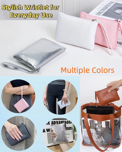 SeBUCUOO 2 Pack Small Zipper Pouch Mini Makeup Bag for Purse Lipstick Cosmetic Travel Make Up Organizer for Women Essentials, Car Change Coin Holder 4.5 x 6.5 Clutch Stadium Approved Wristlet, Pink