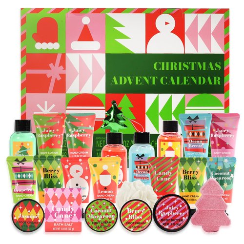 2025 Advent Calendar Women Christmas Gifts-24 Days of Beauty Advent Calendar for Teen Girls Holiday Gifts, 24pcs Hand Cream Gifts Set with Hand Body Lotion,Foot Cream,Bath Sets,etc