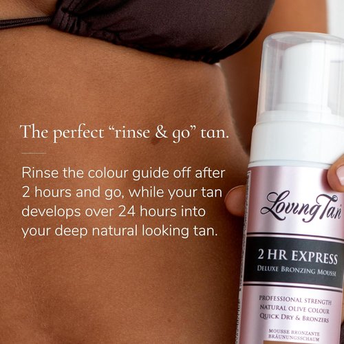 Loving Tan 2HR Express Self Tanner Kit - Dark Travel Size with Bronzing Mousse & Applicator Mitt | 1.6 Fl Oz