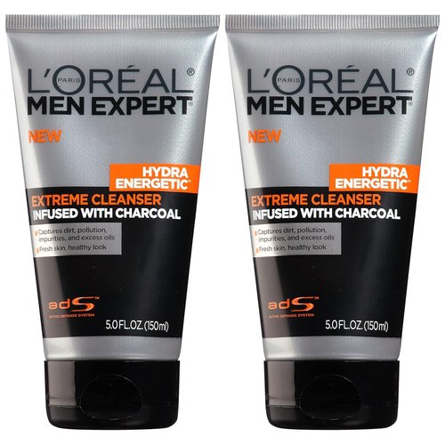 L'Oreal Paris Men Expert Hydra Energetic Facial Cleanser - Charcoal Infused, 2-Pack
