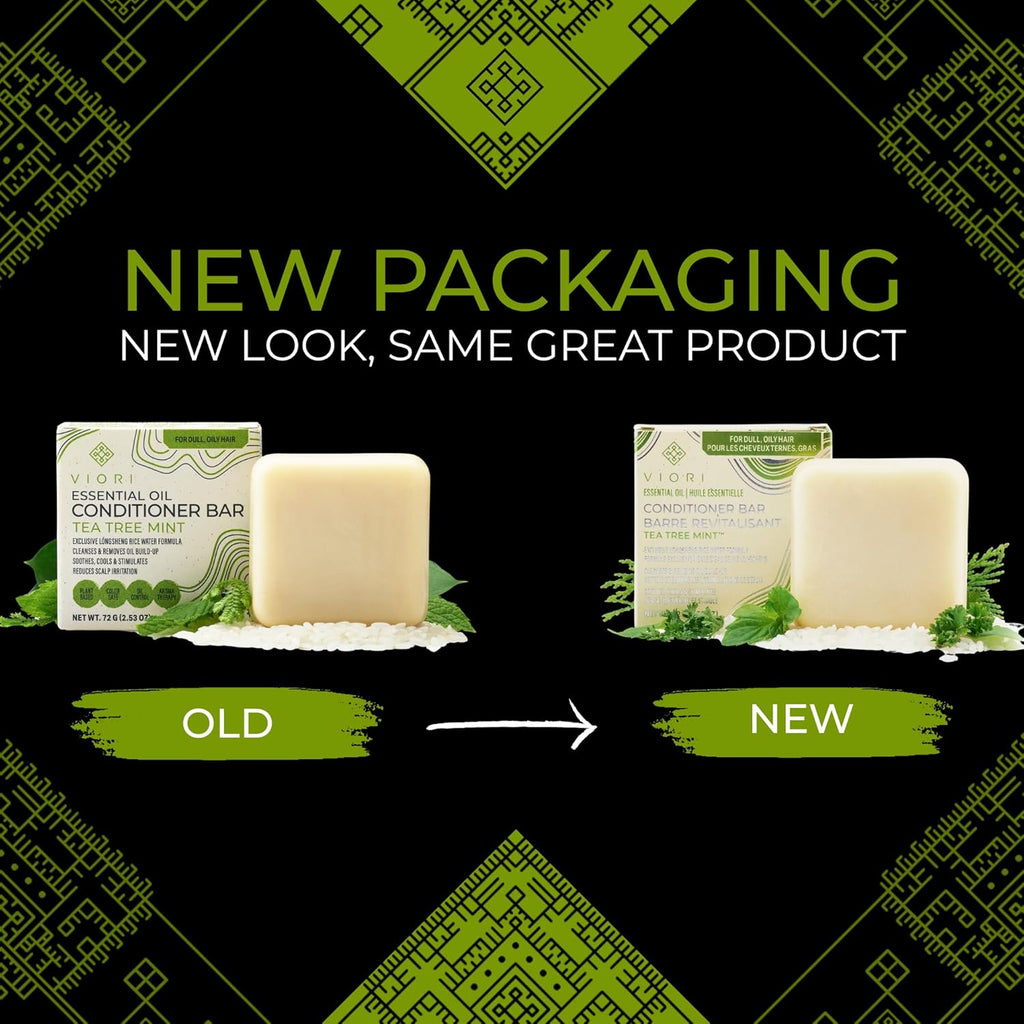 Viori Tea Tree Mint Conditioner Bar - Handcrafted Organic Formula with Rice Water | Nourishing & Eco-Friendly