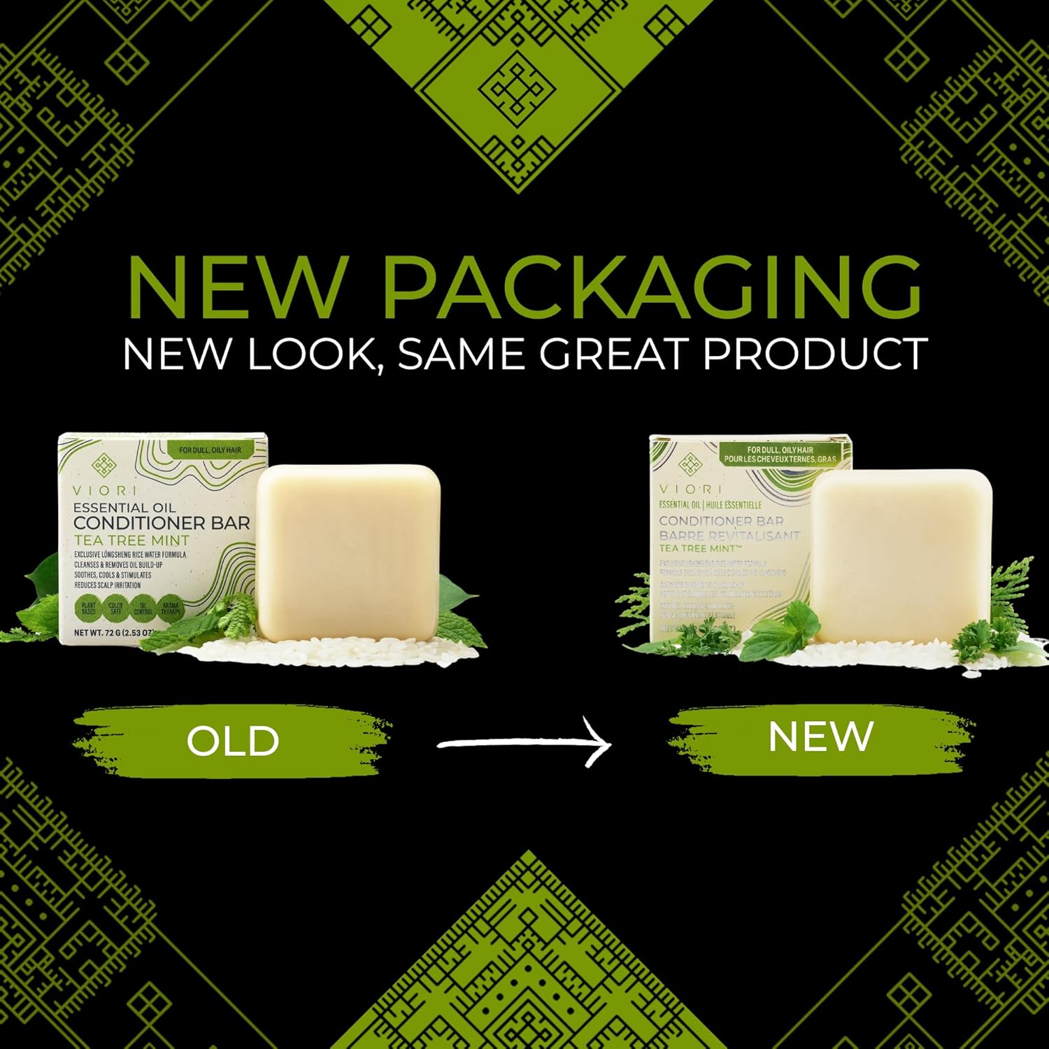 Viori Tea Tree Mint Conditioner Bar - Handcrafted Organic Formula with Rice Water | Nourishing & Eco-Friendly