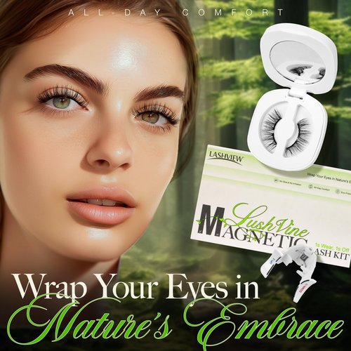 LASHVIEW Upgrade Magnetic Eyelashes Natural Look, Reusable Soft Magnetic Lashes Kit with Applicator, No Glue Needed, Windproof & Waterproof for All-Day Comfort (L14)