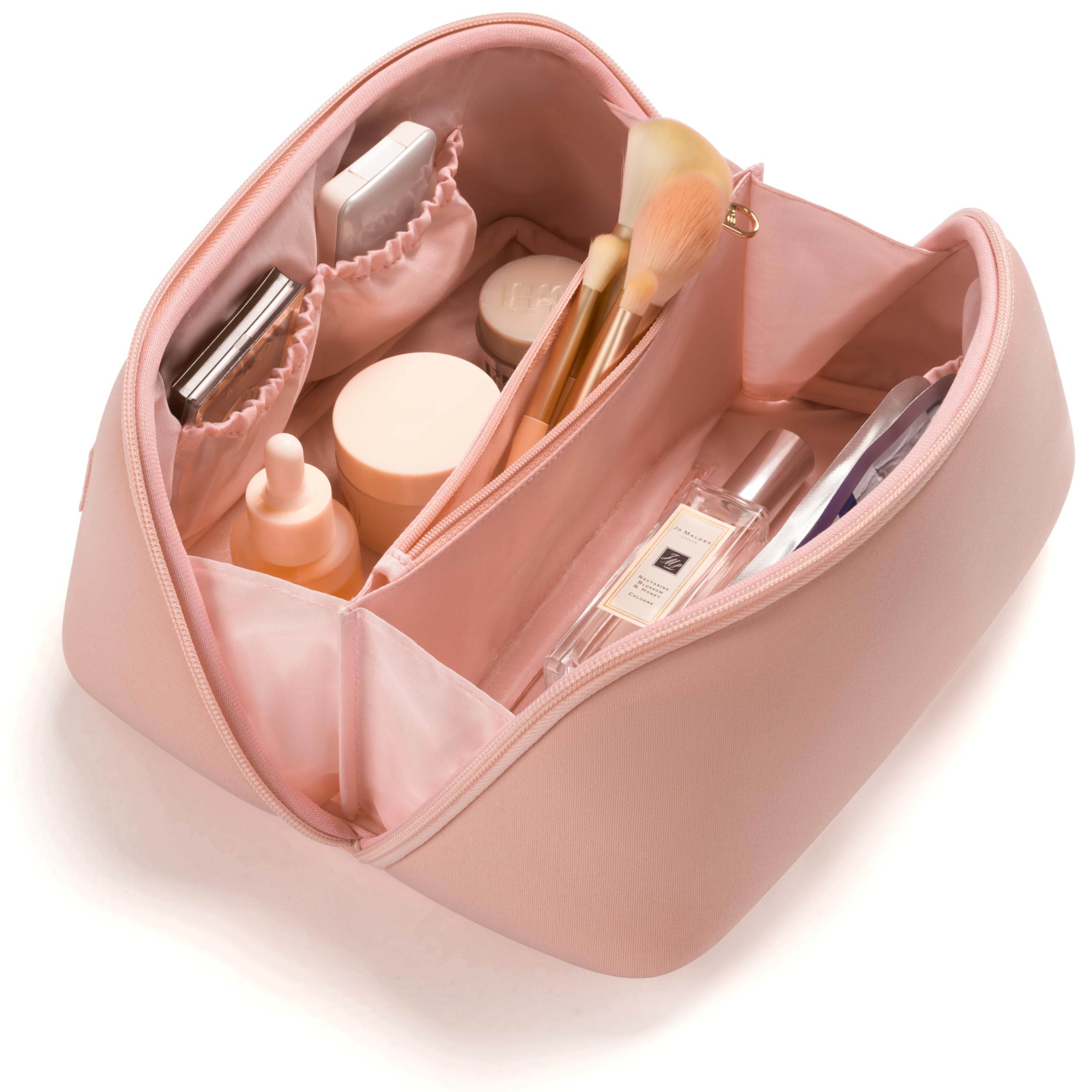 Yarnic Travel Makeup Bag Cosmetic Bag, Large Capacity Toiletry Bag for Women, Portable Pouch CuteMake Up Organizer with Divider and Handle, Neoprene