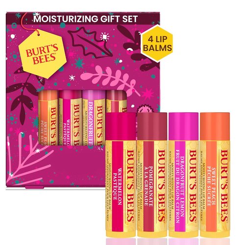 Burt's Bees Lip Balm Gift Set - Beeswax Bounty Fruit Mix | Perfect 4-Pack for Gift Baskets, 0.15 oz