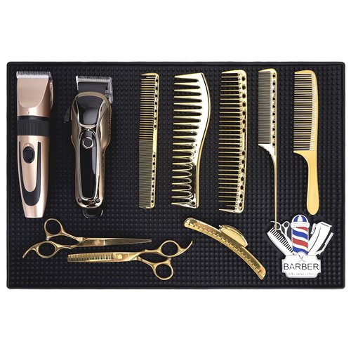 Barber Mat for Clippers Non-Slip Thickened Silicone Non-Slip Mat | Barber Shop Home Counter Workstation Organizer Mat for Scissors, Trimmers, Clippers, Hair Cards, Combs, Razors, etc (17.5 * 12 Inch)