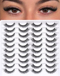 Azenlo False Eyelashes 20 Pairs Wispy Lashes Faux Mink Lashes 14mm 3D Fluffy Cat Eye Lashes （style 20-061)