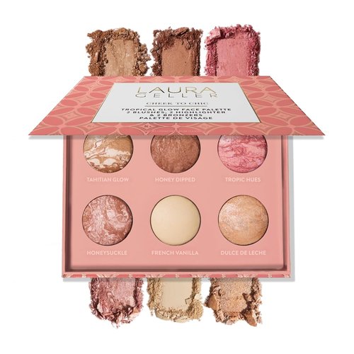 LAURA GELLER NEW YORK Cheek to Chic Tropical Glow Palette - 2 Blushes, 2 Bronzers & 2 Highlighters