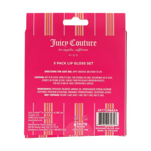 Juicy Couture Lip Gloss Set - 5 Vibrant Shades in Cute Packaging for Girls & Tweens