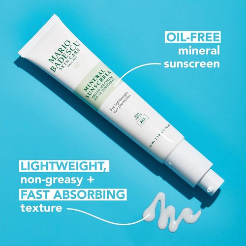 Mario Badescu Mineral Sunscreen SPF 30 - Reef Safe, Oil-Free Moisturizer with Zinc Oxide & Hyaluronic Acid | 1.5 Fl Oz