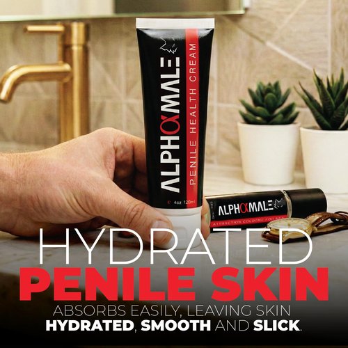 AlphaMale Premium Penile Health Creme Daily Moisturizer for Sensitive Skin - Aloe, Coconut oil, CoQ10 and Allantoin for Dry, Sensitive Skin - Fragrance-Free Cream - Made in USA - 4oz