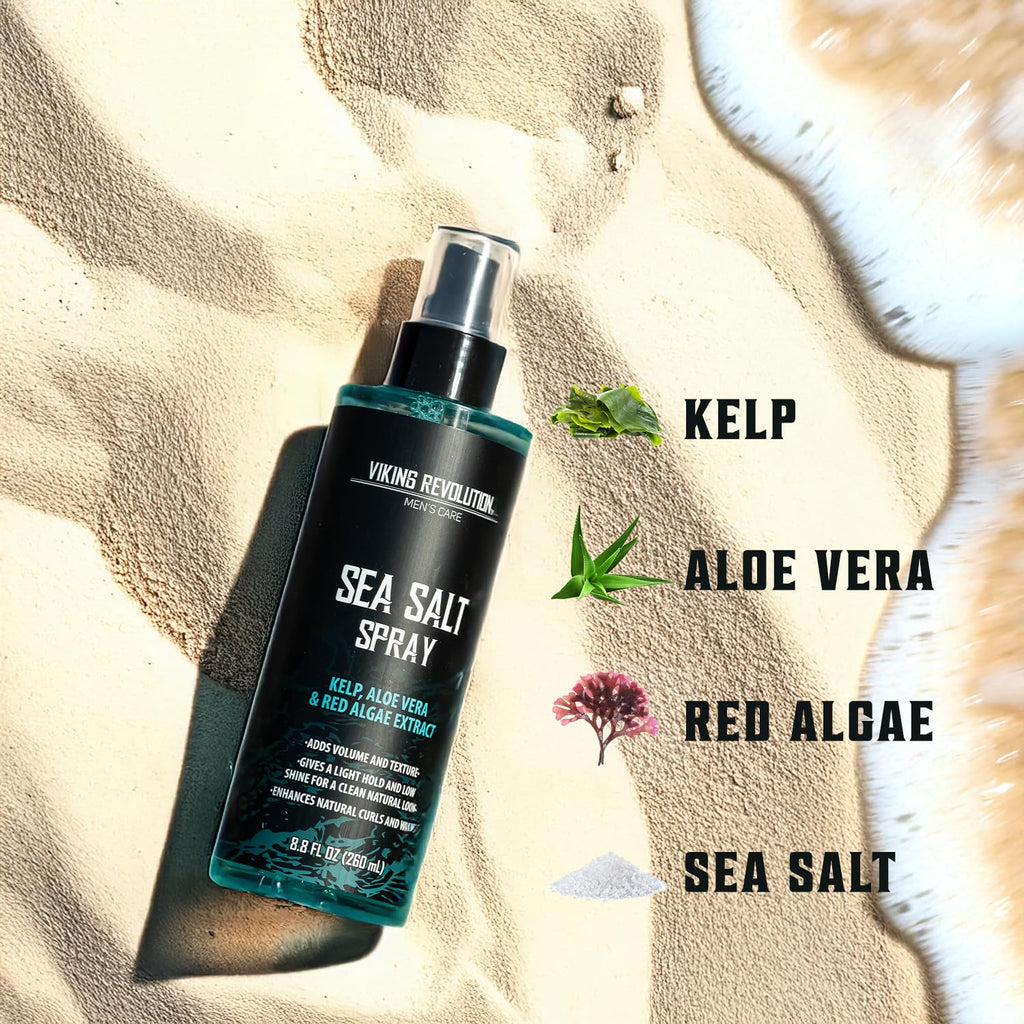 Viking Revolution Sea Salt Spray - Texturizing Hair Spray with Kelp & Aloe Vera | 8.8oz for Beachy Volume