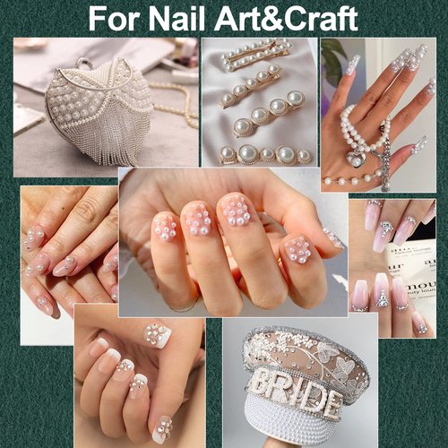 Flat Back Rhinestones&Pearls Kits Round Glass Crystal Transparent White Gems+White Pearls with Quick Dry Makeup Glue+Picker Pencil+Tweezer for Nail Art and Face Eye Body Make-up